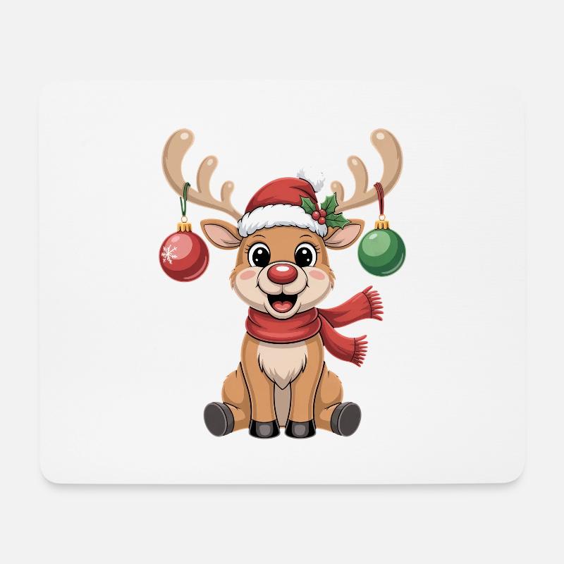 Rentier Weihnachten - Mousepad (Querformat) - Weiß
