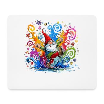 Colorful gnome with paint splashes - Mouse Pad (horizontal) - white - Front