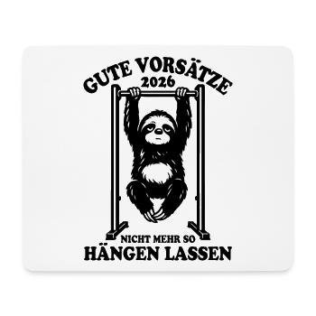 Faultier | Klimmzug, Fitness, gute Vorsätze 2026 - Mousepad (Querformat) - Weiß - Vorne