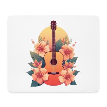 Floral Gitarren Illustration mit Tropenblüten - Mousepad (Querformat) - Weiß - Vorne