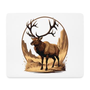 Deer illustration in rocky wilderness landscape - Mouse Pad (horizontal) - white - Front