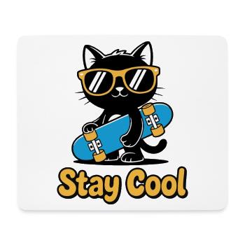 Stay Cool Cat Skateboard - Mousepad (Querformat) - Weiß - Vorne