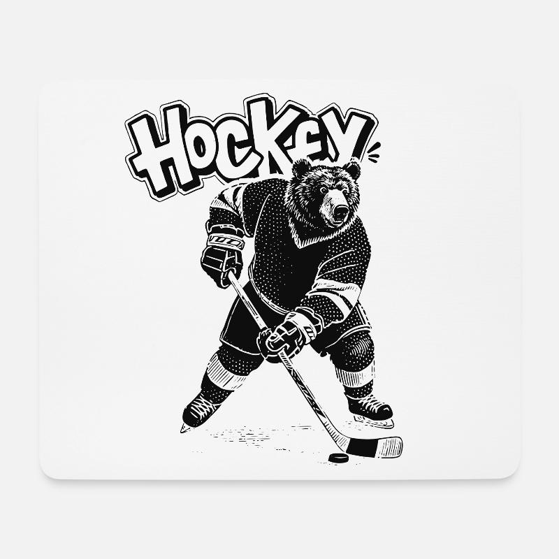 Eishockey Bär - Mousepad (Querformat) - Weiß