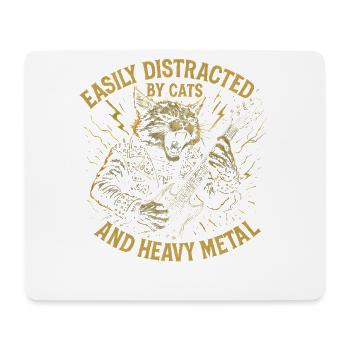Katze Musik Heavy Metal Katzen Geschenkidee Lustig - Mousepad (Querformat) - Weiß - Vorne