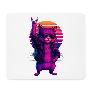 Synthwave Cat Cat Retro Sunset - Mouse Pad (horizontal) - white - Front