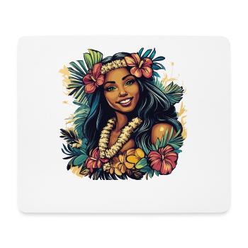 Tropische Hula-Blumenkranz - Mousepad (Querformat) - Weiß - Vorne