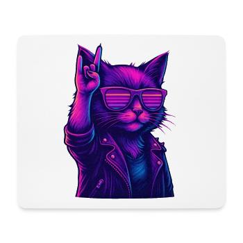 Synthwave Kater Katze 2 Retro Rock 80er - Mousepad (Querformat) - Weiß - Vorne