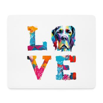 Deutsche Dogge liebt bunte, abstrakte Farbspritzer - Mousepad (Querformat) - Weiß - Vorne