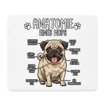Anatomie eines Mops – Lustiges Hunde Shirt - Mousepad (Querformat) - Weiß - Vorne