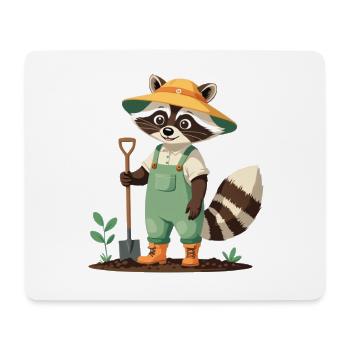 Gärtner-Waschbär Illustration Süß - Mousepad (Querformat) - Weiß - Vorne