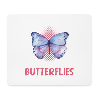 Une seule fille aime les papillons - Tapis de souris (format paysage) - blanc - Devant