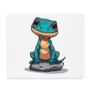 Niedlicher Gecko auf einem Stein - Mousepad (Querformat) - Weiß - Vorne