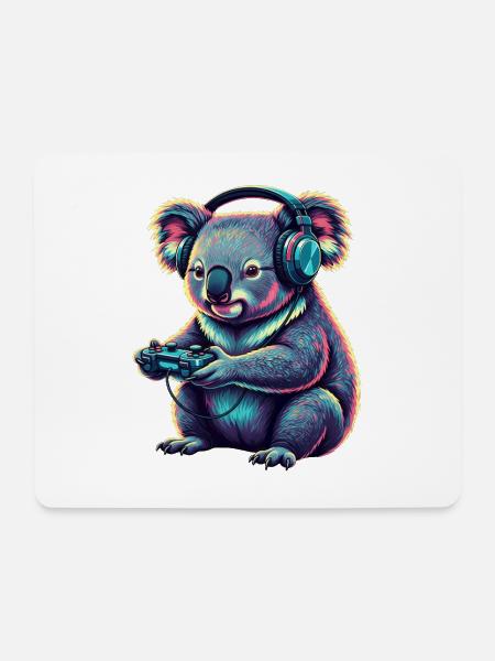 Koala Gaming Tier Videospiele Lustiger Koala - Mousepad (Querformat) - Weiß
