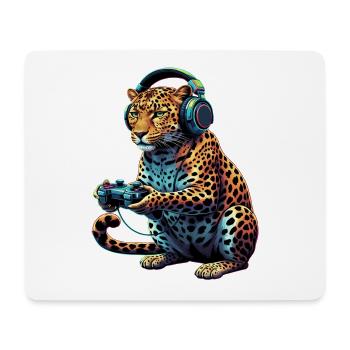 Leopard Gaming Tier Videospiele Lustiger Leopard - Mousepad (Querformat) - Weiß - Vorne