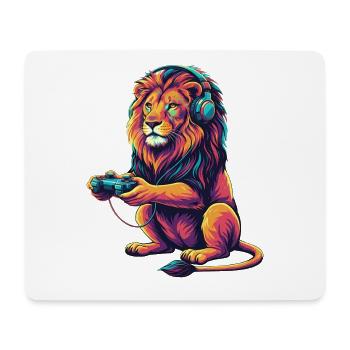 Lion Gaming Animal Video Games Funny Lion - Mouse Pad (horizontal) - white - Front