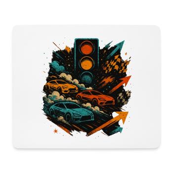 Chemise de voiture de course, motif de course de tuning - Tapis de souris (format paysage) - blanc - Devant