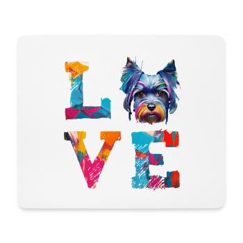 Miniaturschnauzer lieben bunte Farbspritzer - Mousepad (Querformat) - Weiß - Vorne