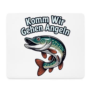 Komm Wir Gehen Angeln – Hecht Cartoon - Mousepad (Querformat) - Weiß - Vorne