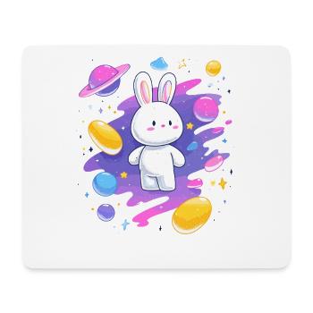 Galaktischer Hase im Nebel - Mousepad (Querformat) - Weiß - Vorne