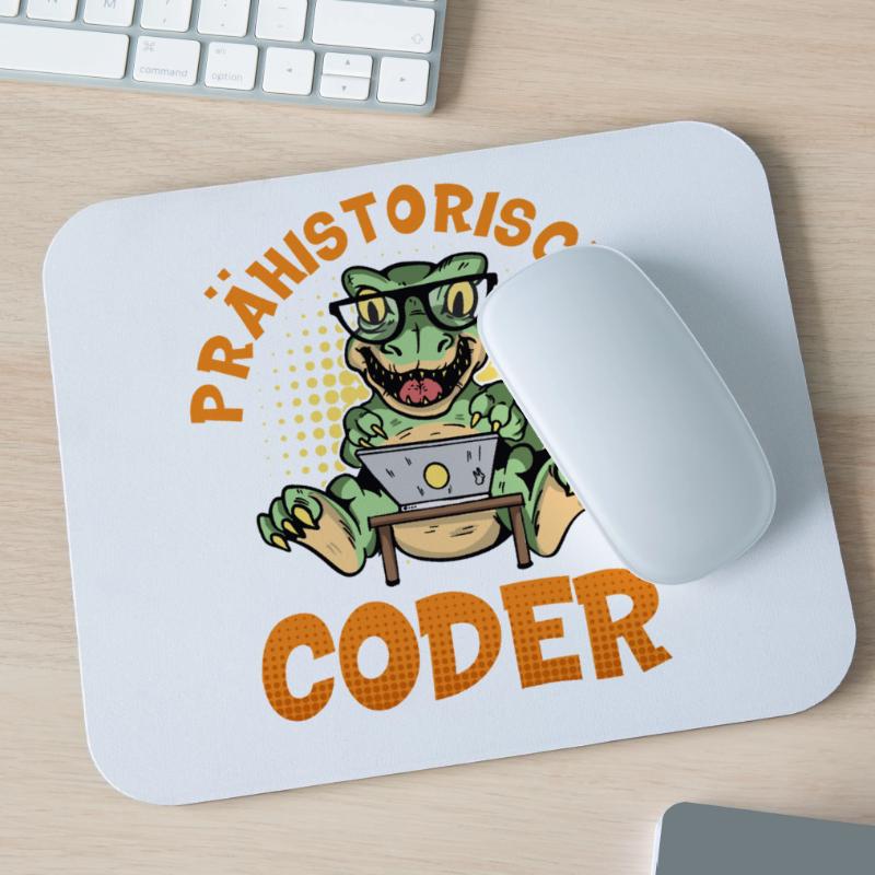 Coding PRÄHISTORISCHER CODER Lustiges Mousepad (Querformat)