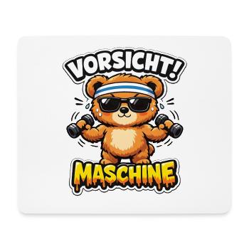 Vorsicht Maschine Bär mit Hanteln - Mousepad (Querformat) - Weiß - Vorne