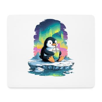 Pinguin am Eis mit Neon-Aurora - Mouse Pad (horizontal) - white - Front