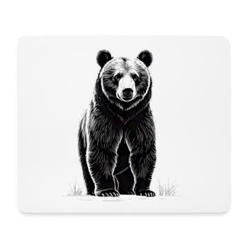Black and White Bear Illustration - Mouse Pad (horizontal) - white - Front