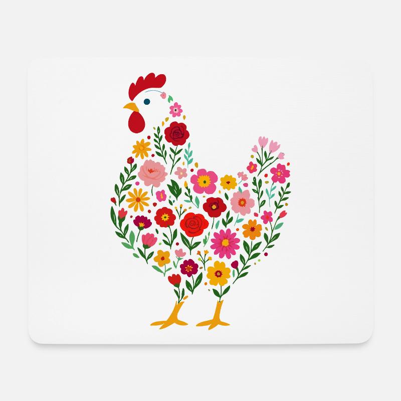 Huhn Hühner blumen - Mousepad (Querformat) - Weiß