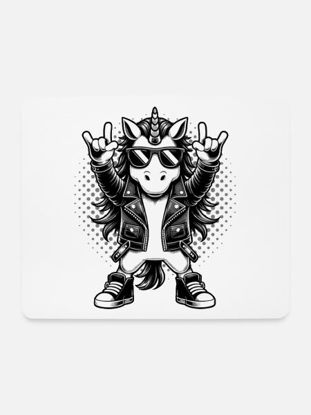 Rock, Rocker, Rock Musik, Heavy Metal, Rock Hand - Mousepad (Querformat) - Weiß