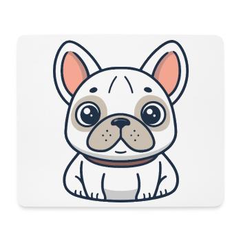Bulldog Cartoon Blanc Mignon - Tapis de souris (format paysage) - blanc - Devant