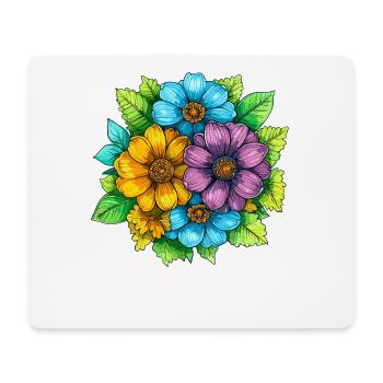 Lebendige Farbblumen Bouquet - Mousepad (Querformat) - Weiß - Vorne