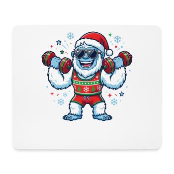 Christmas Yeti, Weightlifter, Gym, - Mouse Pad (horizontal) - white - Front