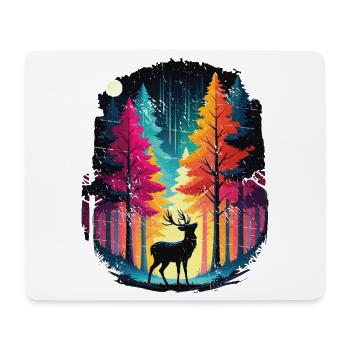 Rainbow forest and luminous deer - Mouse Pad (horizontal) - white - Front