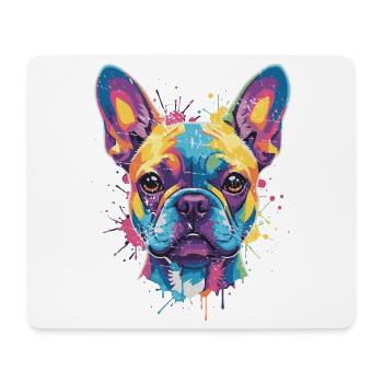 Mehrfarbige Bulldog-Hundepop-Kunst - Mousepad (Querformat) - Weiß - Vorne