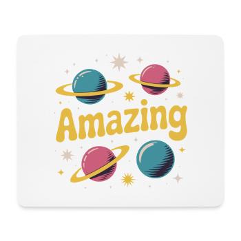 Amazing Planets Retro-Weltraumdesign - Mousepad (Querformat) - Weiß - Vorne