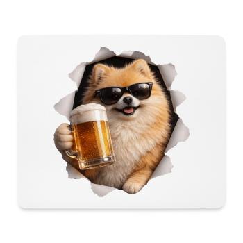 Zwergspitz Bier - Mousepad (Querformat) - Weiß - Vorne