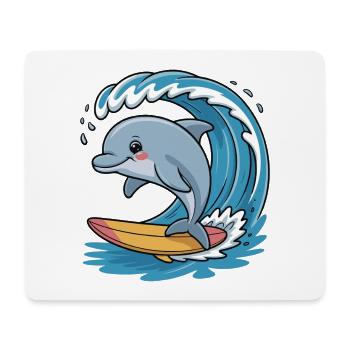 Delfin Surfer auf Wellenzauber - Mousepad (Querformat) - Weiß - Vorne