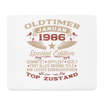 40th Birthday Gift Classic Car January 1986 - Mouse Pad (horizontal) - white - Front
