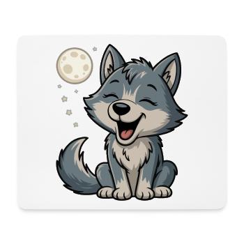 Mondlicht Wolfchen Kuschel - Mousepad (Querformat) - Weiß - Vorne