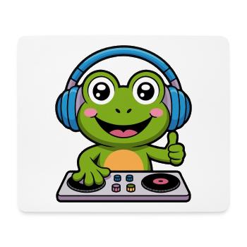 DJ grenouille avec casque - Tapis de souris (format paysage) - blanc - Devant
