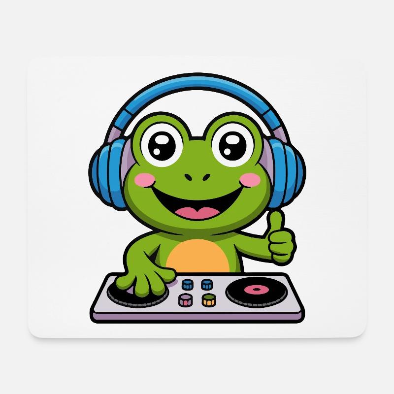 Frog DJ with headphones - Mouse Pad (horizontal) - white