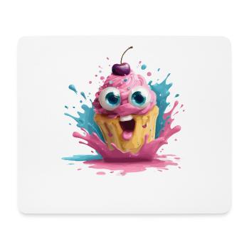 Colorful cupcake with face - Mouse Pad (horizontal) - white - Front