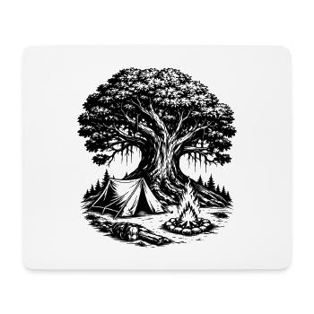 Camping Zelt Wald Baum - Mousepad (Querformat) - Weiß - Vorne