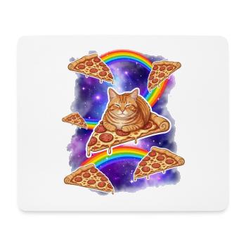 Cat Riding Pizza In Space Funny Pizza Meme - Mouse Pad (horizontal) - white - Front