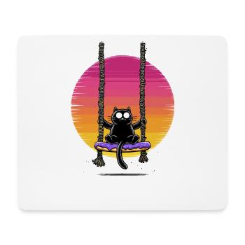 Cat on Swing Sunset - Mouse Pad (horizontal) - white - Front