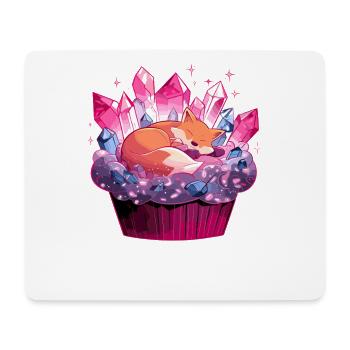 Renard câlin dans un cupcake en cristal - Tapis de souris (format paysage) - blanc - Devant