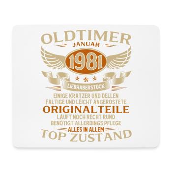 45th Birthday Gift Classic Car January 1981 - Mouse Pad (horizontal) - white - Front