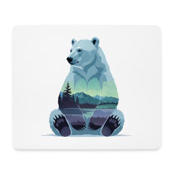 Polarbär mit Berglandschaft Innenmotiv - Mousepad (Querformat) - Weiß - Vorne