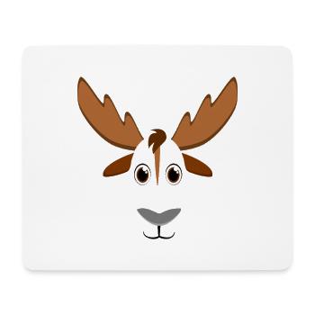 Cute Cartoon Moose Face - Funny Forest Antlers - Mouse Pad (horizontal) - white - Front