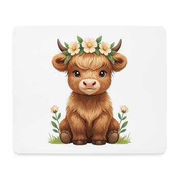 Cow calf in a flower wreath - Mouse Pad (horizontal) - white - Front
